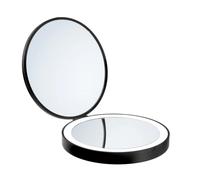 Smedbo Matt Black Foldable Portable Travel LED Mirror (120mm) with 7x Magnification for Makeup Shaving or Grooming