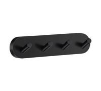 Smedbo Matt Black Quadruple Towel Hook Rail 40mm x 178mm Wall Mounted Bathroom Rounded Robe Hooks Clothes Hanger Coat Peg