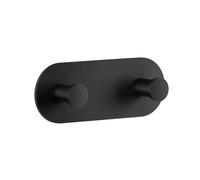 Smedbo Matt Black Stainless Steel Double Towel Hook Rail (L)120mm (H)45mm Self Adhesive Wall Mounted Bathroom Robe Rack