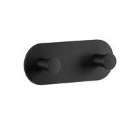 Smedbo Matt Black Stainless Steel Double Towel Hook Rail (L)120mm (H)45mm Self Adhesive Wall Mounted Bathroom Robe Rack