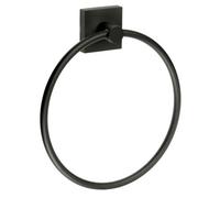 Smedbo Matt Black Towel Ring (W)17cm Wall Mounted with Concealed Screws Bathroom Towel Holder