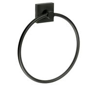 Smedbo Matt Black Towel Ring (W)17cm Wall Mounted with Concealed Screws Bathroom Towel Holder