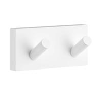 Smedbo Matt White Double Towel Hook Rail 40mm x 90mm Wall Mounted Bathroom Rectangular Robe Hooks Clothes Hanger Coat Peg
