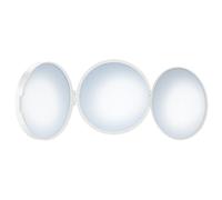 Smedbo Matt White Triple Sided Foldable Portable Travel Mirror (100mm) with 1x 5x 12x Magnification for Makeup Shaving or Grooming