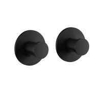 Smedbo Pair of Matt Black Stainless Steel Towel Hooks (35mm) Self Adhesive Wall Mounted Round Bathroom Robe Hooks