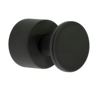 Smedbo Pair of Matt Black Towel Hooks (19mm) Wall Mounted Bathroom Storage Round Robe Hooks Clothes Hanger Coat Peg