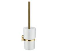 Smedbo Polished Brass Toilet Brush and Porcelain Holder