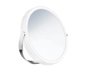 Smedbo Polished Chrome Double Sided LED Mirror - Freestanding with Swivel Stand 7x Magnification Rechargable Battery Bathroom Table Mirror
