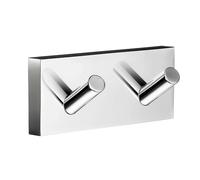Smedbo Polished Chrome Double Towel Hook Rail 40mm x 90mm Wall Mounted Bathroom Rectangular Robe Hooks Clothes Hanger Coat Peg