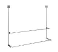 Smedbo Polished Chrome Double Towel Rail 60cm/23.6" Bathroom Towel Holder for Mounting to Glass Shower Panels 5 - 10mm Wide