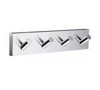 Smedbo Polished Chrome Quadruple Towel Hook Rail 40mm x 178mm Wall Mounted Bathroom Rectangular Robe Hooks Clothes Hanger Coat Peg
