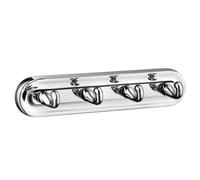 Smedbo Polished Chrome Quadruple Towel Hook Rail 44mm x 230mm Wall Mounted Bathroom Rectangular Robe Hooks Clothes Hanger Coat Peg