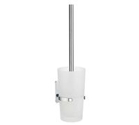 Smedbo Polished Chrome Toilet Brush and Frosted Glass Holder