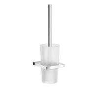 Smedbo Polished Chrome Toilet Brush and Frosted Glass Holder