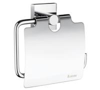 Smedbo UK Polished Chrome Toilet Roll Holder with Lid Cover Wall Mounted Storage in Silver Smedbo UK Silver