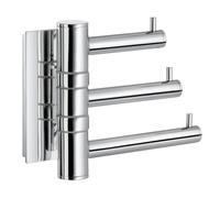 Smedbo Polished Chrome Triple Swing Arm Towel Hooks 95mm x 120mm Wall Mounted Bathroom Storage Robe Hooks Clothes Hanger Coat Peg