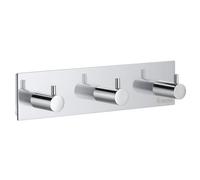 Smedbo Polished Chrome Triple Towel Hook Rail 40mm x 165mm Wall Mounted Bathroom Rectangular Robe Hooks Clothes Hanger Coat Peg