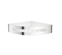 Smedbo Polished Stainless Steel Corner Shower Basket with White ABS Plastic Insert