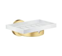 Smedbo UK Porcelain Soap Dish with Brushed Brass Holder Wall Mount in Gold Smedbo UK Gold