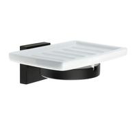 Porcelain Soap Dish with Black Brass Holder Wall Mount Smedbo UK Black One Size