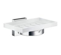 Smedbo UK Porcelain Soap Dish with Chrome Holder Wall Mount in Silver Smedbo UK Silver