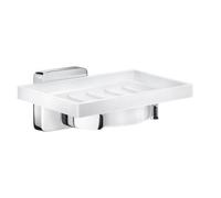 Smedbo Porcelain Rectangular Soap Dish Tray And Polished Chrome Wall Mounted Holder With Concealed Screws For Bath Shower Bathroom
