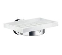 Smedbo Porcelain Rectangular Soap Dish Tray and Polished Chrome Wall Mounted Holder with Concealed Screws for Bath Shower Bathroom