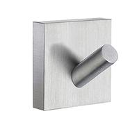 Smedbo Single Brushed Chrome Towel Hook (45mm x 45mm) Wall Mounted Bathroom Storage Square Robe Hooks Clothes Hanger Coat Peg