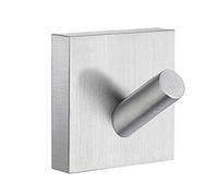 Smedbo Single Brushed Chrome Towel Hook (45mm X 45mm) Wall Mounted Bathroom Storage Square Robe Hooks Clothes Hanger Coat Peg