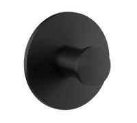 Smedbo Single Matt Black Stainless Steel Towel Hook (45mm) Self Adhesive Wall Mounted Round Bathroom Robe Hook