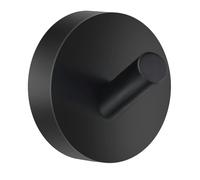 Smedbo Single Matt Black Towel Hook (48mm) Wall Mounted Bathroom Storage Round Robe Hooks Clothes Hanger Coat Peg