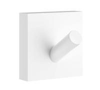 Smedbo Single Matt White Towel Hook (45mm x 45mm) Wall Mounted Bathroom Storage Square Robe Hooks Clothes Hanger Coat Peg