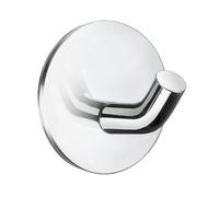 Smedbo Single Polished Chrome Stainless Steel Towel Hook (48mm) Self Adhesive Wall Mounted Round Bathroom Robe Hook