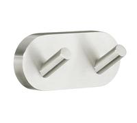 Smedbo UK Brushed Nickel Double Towel Hook Wall Mounted Bathroom Storage in Silver Smedbo UK Silver