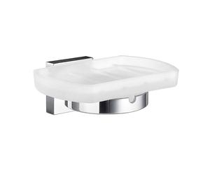 Smedbo UK Frosted Glass Soap Dish with Chrome Holder Wall Mount in Silver Smedbo UK Silver