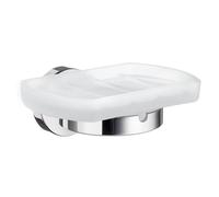 Smedbo Holder with Glass Soap Dish, Polished Chrome HK342 Home, Silver, 5.2 x 10 x 17 cm