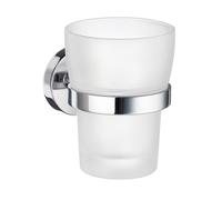 Frosted Glass Tumbler with Polished Chrome Bathroom Wall Mount Holder Smedbo UK Silver One Size