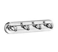 Polished Chrome Quadruple Towel Hook Wall Mounted Bathroom Storage Smedbo UK Silver One Size
