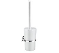Smedbo UK Polished Chrome Wall Mounted Toilet Brush & Porcelain Container in Silver Smedbo UK Silver
