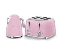 Smeg 1.7L 3kw Kettle & 4-Slice Toaster Set , Stainless Steel in Pastel Pink