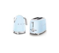 Smeg 50’s Style Retro Range Breakfast Set, 1.7L 3000W Variable Temperature Kettle and Multi-Functional Control 2-Slice 950W Toaster, Pastel Blue, KLF04PBUK/ TSF01PBUK