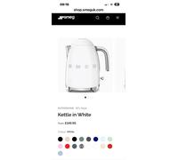 Smeg 1.7L Electric Cordless Kettle White New Boxed 12 Months Warranty