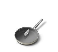 Smeg 50’s Style Non-Stick Frying Pan, Suitable for All Cooktops, Oven Proof, Dishwasher Safe, Tempered Glass Lid, Made in Italy, 20cm, Matte Cream, FPF2002CRM