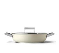 Smeg Retro Deep Pan With Lid, Oven Safe, Aluminium, Cream Cream
