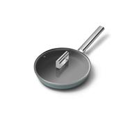 Smeg 50’s Style Non-Stick Frying Pan, Suitable for All Cooktops, Oven Proof, Dishwasher Safe, Tempered Glass Lid, Made in Italy, 24cm, Matte Emerald Green, FPF2402EGM