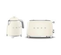 Smeg 50's Style Retro Range Breakfast Set, 0.8L 1400W Mini Kettle and Multi-Functional Control 2-Slice 950W Toaster, Cream, KLF05CRUK/ TSF01CRUK