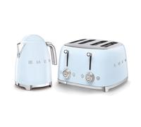 Smeg 50’s Style Retro Range Breakfast Set, 1.7L 3000W Kettle and Multi-Functional Control 4-Slice 2000W Toaster, Pastel Blue, KLF03PBUK/ TSF03PBUK