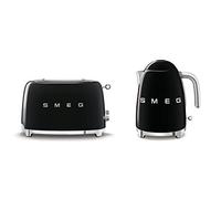 Smeg Kettle & 2 Slice Toaster Set - KLF03BLUK/TSF01BLUK Stainless Steel BLACK Smeg Black