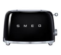Smeg 50's Retro TSF01BLUK 2-Slice Toaster, Black - Iconic Design with Browning Control