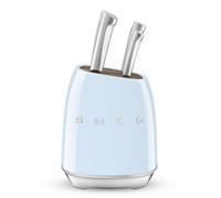 Smeg 50's Style 6 Piece Knife Block Set, Acacia Wood and German Steel, Pastel Blue